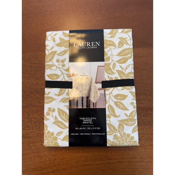 Ralph Lauren Other - Lauren Ralph Lauren Tablecloth Pineview Floral 60x84 Gold Leaf Oblong Rectangle